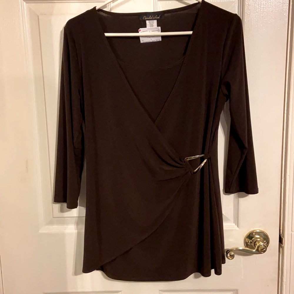 Woman’s Brown Top with cross over front